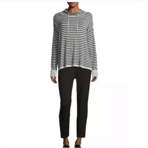 Eileen Fisher Striped Cowl Neck Drawstring Sweater